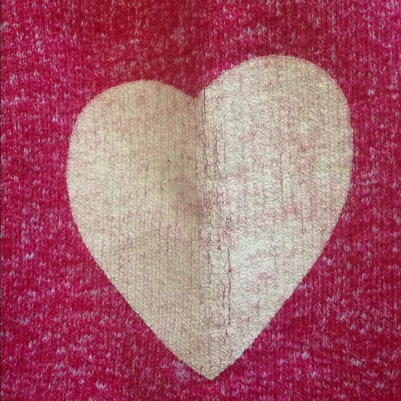 Pink sweatshirt with white heart on sleeve - Picture 2 of 5